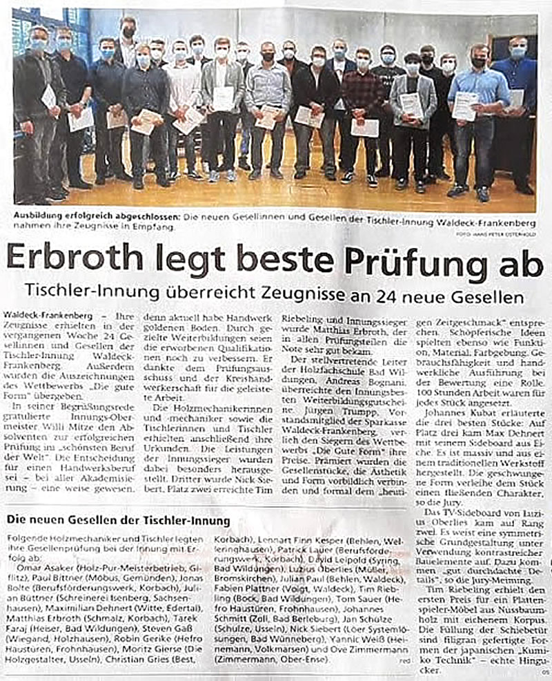 WLZ: Erbroth legt betse Prüfung ab